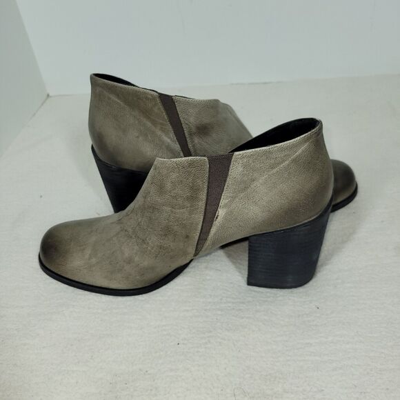 Free People Boots Womens Size 10.5 Gray Ankle Boot Bootie Leather Block Heel - Picture 12 of 16